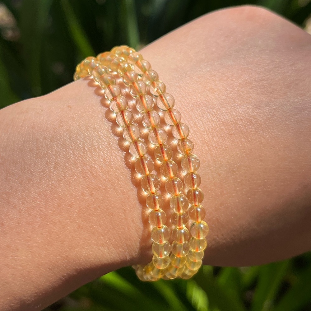 5mm stretchable daibty golden rutilated quartz bracelet‎ necklace